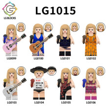 Celebrity Series Taylor LG1015 Building Blocks Mini Figures Bagged Toy for Kids, Creative Educational Compatible Bricks, 6 Pack