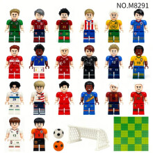 (M8291 - 20pcs) M8291 Soccer Minifigure Building Blocks for Kids, Micro Particle Construction Toy