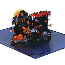 3PCS 3D Halloween Pop-Up Card – Haunted House Greeting Card with White Envelope, Spooky Party Decor Gift