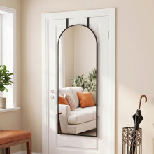 HOMCOM 40 x 110 cm Full Length Hanging Mirror, Arched Mirror, Black