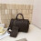 (Dark brown) Printed cylinder travel tote 1