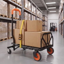 HOMCOM Multi-Purpose Foldable Trolley, Black and Orange