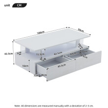 HOMAIRE White LED Coffee Table 100x50cm