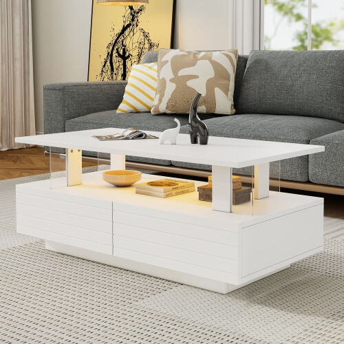 HOMAIRE White LED Coffee Table 100x50cm 1