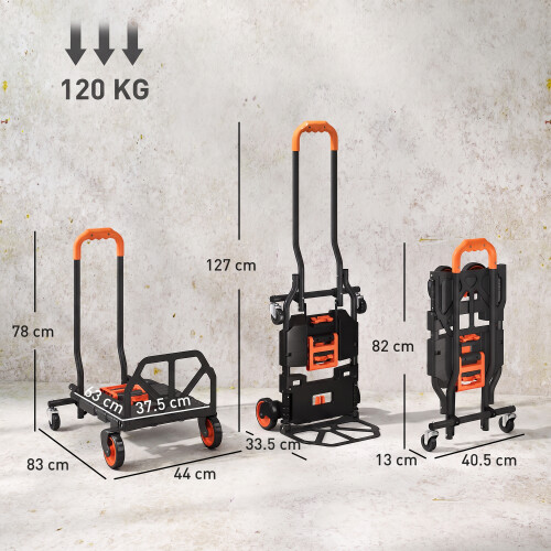 Homcom HOMCOM Multi-Purpose Foldable Trolley, Black and Orange 2