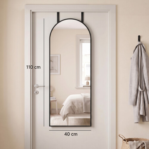 Homcom HOMCOM 40 x 110 cm Full Length Hanging Mirror, Arched Mirror, Black 2