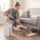 Homcom HOMCOM Mop and Bucket Set, Flat Mop System with Wringer, 2 Chambers, White 2