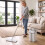 Homcom HOMCOM Mop and Bucket Set, Flat Mop System with Wringer, 2 Chambers, White 8