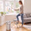 Homcom HOMCOM Mop and Bucket Set, Flat Mop System with Wringer, 2 Chambers, White 9
