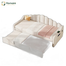 HOMAIRE 3ft Beige Velvet Daybed with Trundle