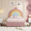 HOMAIRE 3ft Pink Velvet Bed with Rainbow Headboard 4
