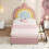 HOMAIRE 3ft Pink Velvet Bed with Rainbow Headboard 5