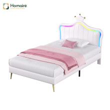 HOMAIRE 3ft Cream PU Leather Bed with LED