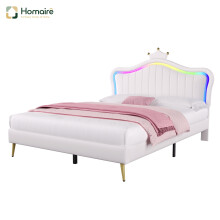 HOMAIRE 4ft6 PU Leather Bed with LED Headboard