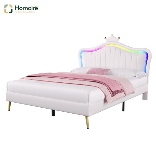 HOMAIRE 4ft6 PU Leather Bed with LED Headboard