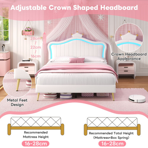 HOMAIRE 4ft6 PU Leather Bed with LED Headboard 1
