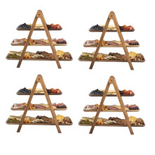 4X Bandeja para Servir de 3 Niveles Bandeja Escalonada de Madera DecoracióN Soporte para Pasteles Bandeja Escalonada de Granja Platos y Bandejas para