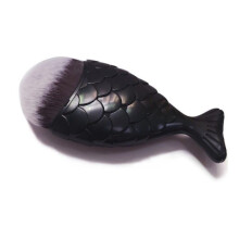 (Black)Makeup Tools Fishtail Foundation Brush Soft Bristles Plastic Material Woman Girl