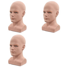 3X Cabeza de Maniquí Masculino Cabeza de Maniquí Profesional para Exhibir Pelucas Sombreros Soporte de Exhibición de Auriculares (Color de Piel)
