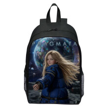 (2) PRAGMATA Game Backpack for Kids Cartoon Print School Bag Casual Lightweight Large Capacity Blue