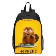 (8) Hoppers Backpack for Kids Cute Cartoon Beaver Print School Bag Lightweight Casual Daypack