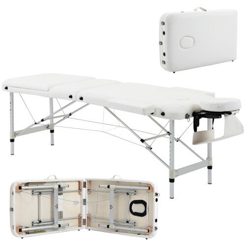 Foldable Massage Bed Portable Table, 81 cm Width, White