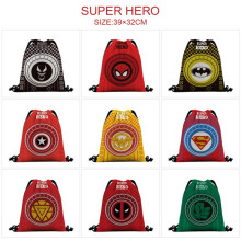 (SK-0454 Superman) Marvel Superhero Drawstring Backpack Cartoon Anime Cinch Bag Large Capacity Lightweight Sackpack Full