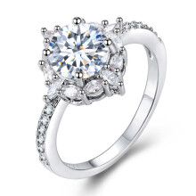 (8)Round Rhinestone Ring Finger Jewelry Women Gift For Wedding Anniversaries White