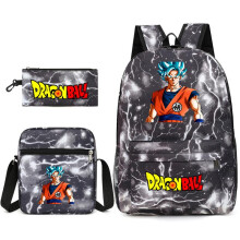 (Lightning, Three-piece suit) Dragon Ball Z Backpack Son Goku Anime School Bag Krillin Travel Laptop Daypack for Men Women