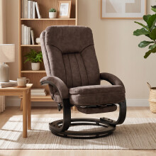 (Brown) HOMCOM Swivel Recliner Chair, Velvet Manual Recliner Armchair