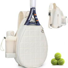 (White, 29*12*45cm) Lightweight Large Capacity Tennis Backpack Single Shoulder Crossbody Bag Outdoor Sports Badminton Racket Pack