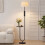 Homcom (Black) HOMCOM Modern Floor Lamp with Shelf, Dimmable Floor Lamp 1