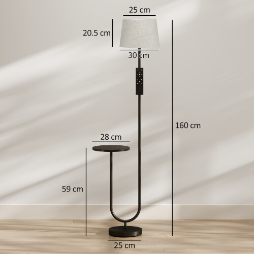 Homcom (Black) HOMCOM Modern Floor Lamp with Shelf, Dimmable Floor Lamp 2