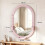 Homcom (Pink) HOMCOM Oval Wall Mirror, 60 x 90 cm, Pegboard Frame, Wall-Mounted 3
