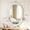 Homcom (White) HOMCOM Oval Wall Mirror, 60 x 90 cm, Pegboard Frame, Wall-Mounted 3