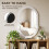Homcom (White) HOMCOM Oval Wall Mirror, 60 x 90 cm, Pegboard Frame, Wall-Mounted 7