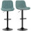 Set of Two Linen-Look Bar Stools - Blue 1