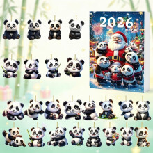 (G) 2026 Advent Calendar Blind Box Panda Backpack Charm Christmas Tree Ornament Holiday Decoration 24-Day Surprise Gift