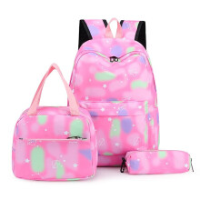 (Black, 28*12*43) Rainbow Gradient Backpack for Girls Middle School Lightweight Japanese Style School Bag 3pcs