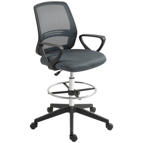 102.5-126cm Draughtsman Office Chair, with Footrest - Grey 1