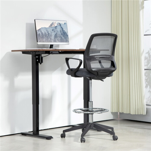 102.5-126cm Draughtsman Office Chair, with Footrest - Grey 2