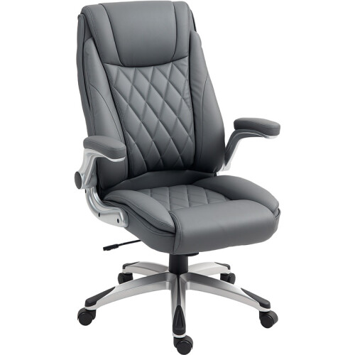 Faux Leather Executive Swivel Office Chair - Dark Grey 1