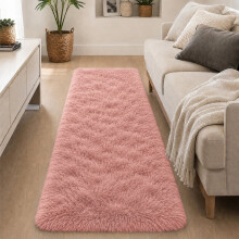 (2ft 6in x 5ft (80x150cm), Pink) Fluffy Shaggy Rugs with Thick Soft Pile for Living Rooms Bedrooms Hallways