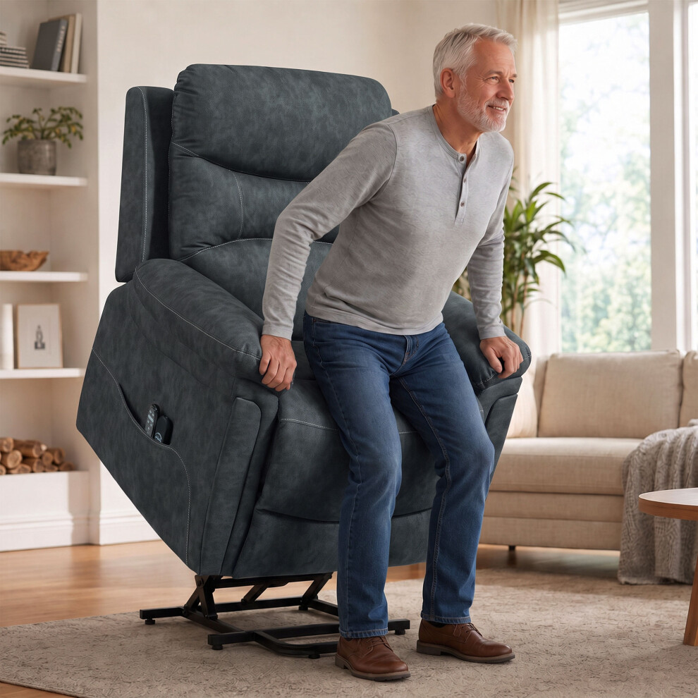 B&Q - Riser Recliner Chair With Massage And HeatRecliner ArmchairGrey - Image 4