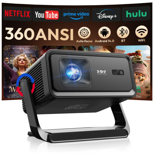 XGODY 4K Android Projector Native 1080P Smart 5G WiFi Bluetooth 360 ANSI HDMI