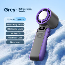 (Purple) Digital Display Handheld Foldable Fan – High-Speed Cooling Mini Portable USB Outdoor Fan