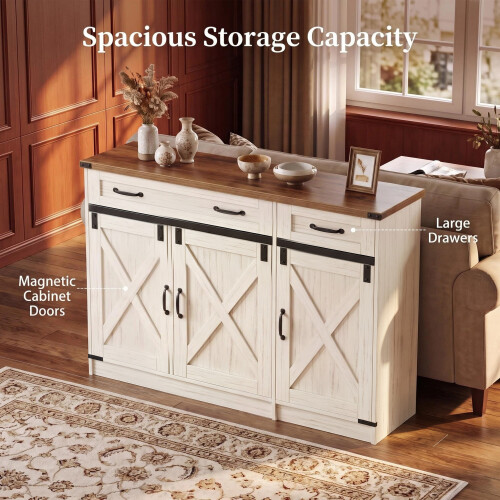Country style retro sideboard 3 doors 2 drawers 5 gears adjustable 1