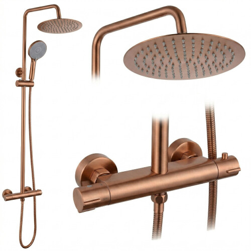 Σετ Ντους Χωρίς Ρουξούνι Με Θερμοστάτη Rea Lungo Copper Brush