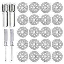 22 Pieces 22.5mm Mini Diamond Cutting Disc Set, Rotary Tool Wheels with Mandrels and Screwdriver, Easy to Use, Great Value, Compact Design