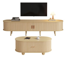 HOMAIRE Natural Wood TV Stand & Coffee Table Set
